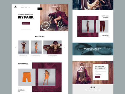 Online shop - adidas x IVY PARK - Main page adidas artist page beyonce design illustration online shop ui ux vector web design