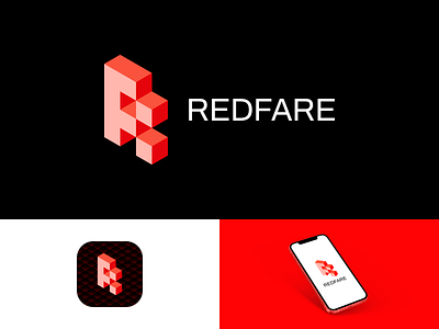 RedFare Logo 3d logo brand design brand identity branding design graphic design logo logo challenge minimalism vector