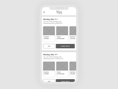 Interation Mockup For Edit Meals interaction interaction animation interaction design wire frame