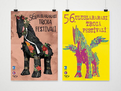 56. International Troia Festival Poster collage design festival poster graphic design horse illustration international troia festival pop art poster design troia troia poster typography vector zisan iskender