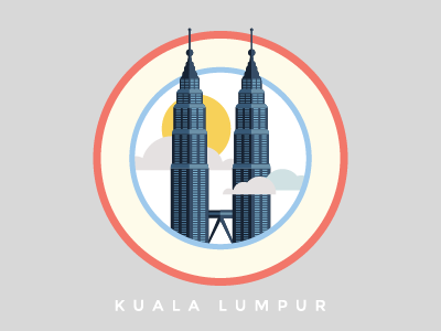 KLCC building city clould flat icon klcc kuala lumpur malaysia sun sunny tower vector