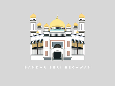 Bandar Seri Begawan asia bandar brunei building dome illustration landmark mosque place vector