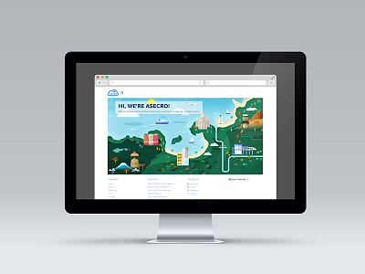 Asecro desktop homepage illustration japan landing page malaysia map site town vector web website