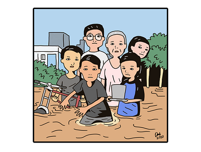 Tiktok for resolving floods 2020 2020 trend art drawing flood illustration indonesia jakarta tiktok