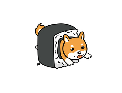 Sushiba - animal illustration for fiverr animal art cute dog drawing food illustration shiba shiba inu sushi