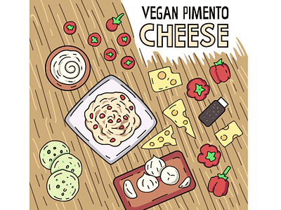 Vegan Pimento Cheese art artwork cheese drawing food food illustration illustration packaging pimento vegan vegan food