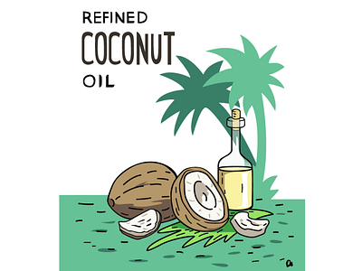 Refined Coconut Oil art artwork coconut drawing food food illustration illustration oil packaging refined