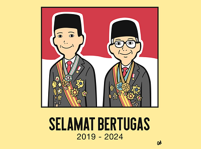 Jokowi-Maruf 2019-2024 art drawing illustration inaguration indonesia joko widodo jokowi maruf amin president vice president