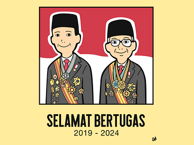 Jokowi-Maruf 2019-2024 art drawing illustration inaguration indonesia joko widodo jokowi maruf amin president vice president