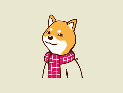 scarfed shiba art dog drawing illustration japan scarf shiba inu