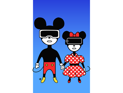 VR Mickey and Minne art cartoon disney disney cartoon drawing gadget illustration mickey mouse minnie mouse virtual reality vr