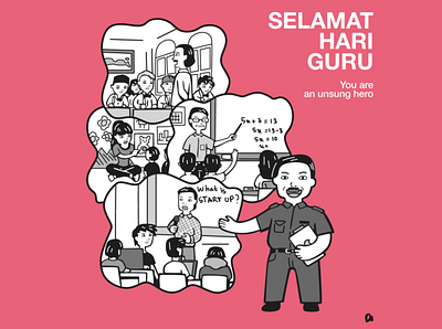 National Teacher's Day art celebration drawing illustration indonesia national teacher day teacher