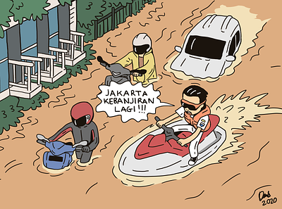 Jakarta floods eve 2020 2020 2020 trend art drawing flood illustration indonesia jakarta