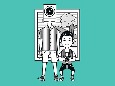 Photographer Brothers art boy brother camera drawing frame illustration photographer photography