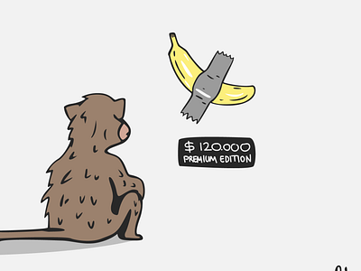 Taped Banana art banana drawing illustration monkey taped