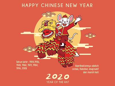 Happy Chinese New Year 2020 2020 art barongsai celebration chinese chinese new year chinese new year 2020 drawing gong xi fa cai illustration rat year of the rat year of the rat 2020