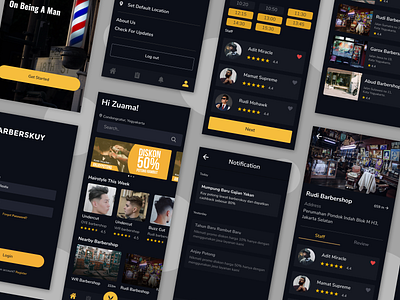 Barbershop App app barber barbershop branding dark theme design exploration flat minimal ui ui design ux