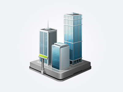 Statistics icon scales skyscrapers