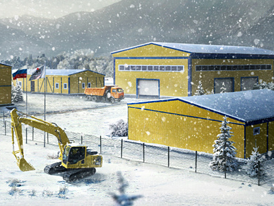 Prefabricated construction in Syberia buildings construction snow syberia weather