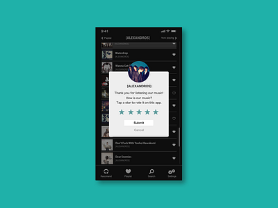 Daily UI #016 Pop Up Overlay 016 alexandros daily ui daily ui 016 dailyui music music app music app ui music application photoshop popup popup overlay review uidesign webdesig