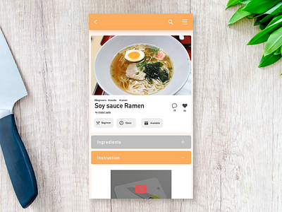 Daily UI #040 Recipe 040 cook cooking daily ui daily ui 040 dailyui design food instruction menu noodle photoshop ramen recipe ui design web design