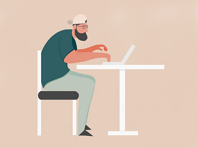 Man on a laptop characterdesign illustration practicedesign procreate