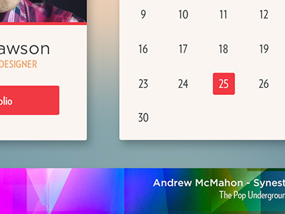 UI Kit calendar colors music player portfolio ui user interfact