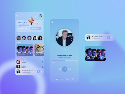 Glassmorphism Music App app design application desain aplikasi design glassmorphism mobile app mobile app design mobile concept mobile ui