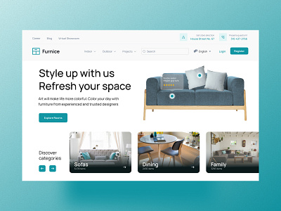 Furnice Web Design Hero and Header desain website design website furniture graphic design hero hero website ui ui design user interface web design website website design