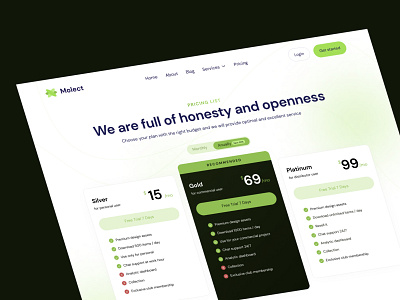 Molect Pricing Page Web Concept