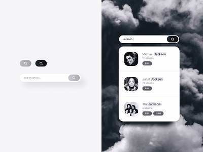 Component Search + Dropdown – Nube UI component dailyui design system music product ui