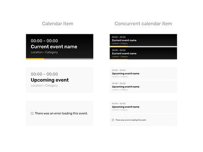 Personal Dashboard – Calendar Events Component component design system personal product ui