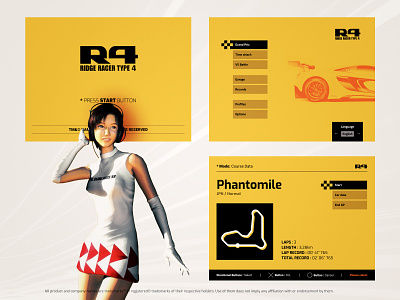 R4: Ridge Racer Type 4 UI Redesign black brand design game gaming menu namco playstation racing redesign ui videogame yellow