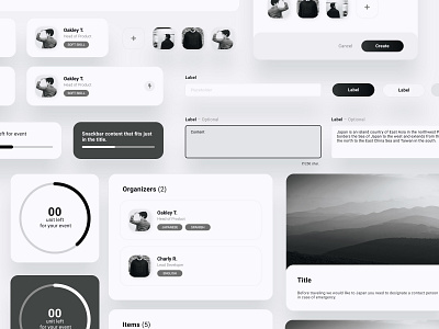 Design Component Overview atomic cards component counter dailyui input modal monochrome system ui web