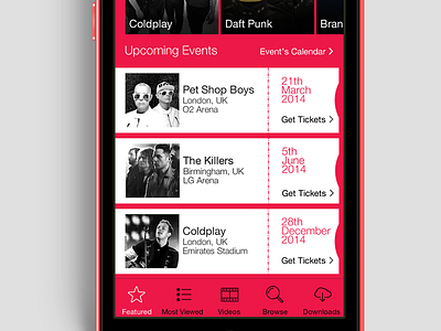 Home Screen Ticket concert gig home ios ticket ui