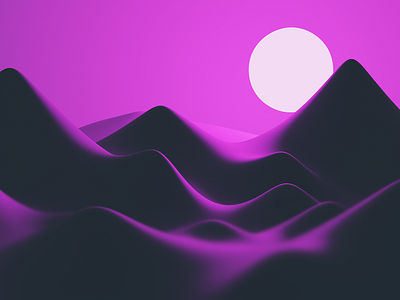 3D Scene → Minimal Landscape 3d blender moon mountain pink soft wallpaper