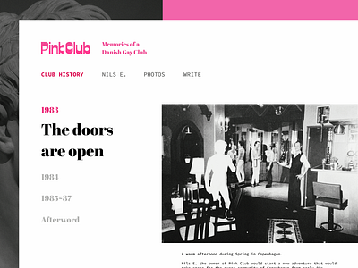 PinkClub → Timeline minimalist queer web design