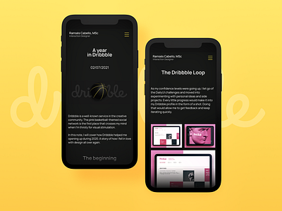 📲 Note → A year in Dribbble 3d mobile portfolio web design