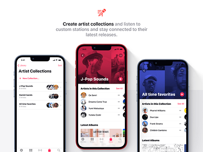 Artist Collection Preview ios mobile music product design
