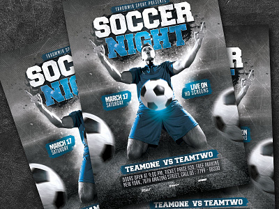 Soccer Night Flyer flyer football game goal green leaflet league match modern poster soccer soccer ball soccer flyer sport sport flyer sports stadium team template tournament