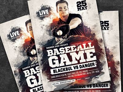 Baseball Game Flyer ball base baseball baseball equipment baseball glove baseball poster baseball tournament championship competition design flyer game