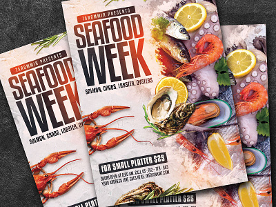 Seafood Flyer Template beach cafe cooking crab delicious fish flyer food fresh lobster salmon sea seafood seafood flyer seafood menu seafood party seafood promotion shellfish shrimp template