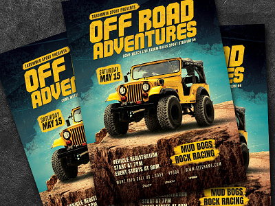 Off Road Adventures Flyer adrenaline adventure automobile car dirt dirty extreme extreme sport mud off road off road offroad race racing rally sport tire track truck vehicle