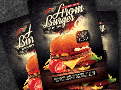 Burger Flyer burger burger flyer burger menu cafe cheese cooking design fast fast food flyer food fresh graphic hamburger hot dog lunch pizza poster restaurant