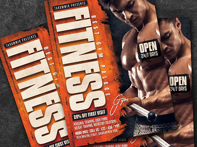 Fitness Flyer Template athletic body building boxing center design fighting fitness fitness flyer flyer gym health modern place poster promotion running sport template training workout