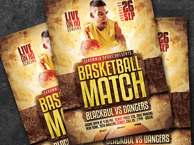 Basketball Match Flyer ball basket basketball basketball flyer basketball league basketball match champion championship college competition court design event flyer game graphic league match orange play