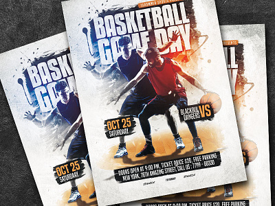 Basketball Game Day Flyer basket basketball basketball court basketball flyer basketball game championship college college basketball competition court event flyer game league match nba poster poster template print sport