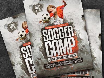 Soccer Camp Flyer competition cup event flyer football game holiday kids leaflet league match pamphlet print school soccer sport spring students template tournament