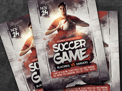 Soccer Game Flyer champion championship club college competition cup design event flyer football game goal graphic leaflet league match playoff psd soccer game