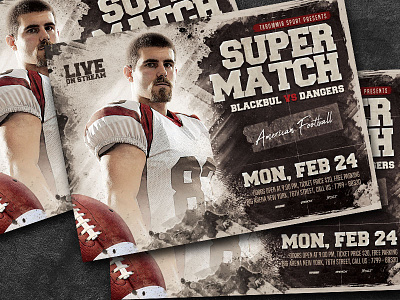 Super Match Football Flyer american football american football flyer college football college football flyer flyer flyer template football flyer football game football match football poster league match nfl playoff rugby rugby flyer sport flyer super bowl superbowl